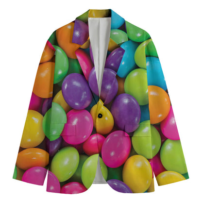 Colorful Chocolate Candy Print Men's Cotton Blazer