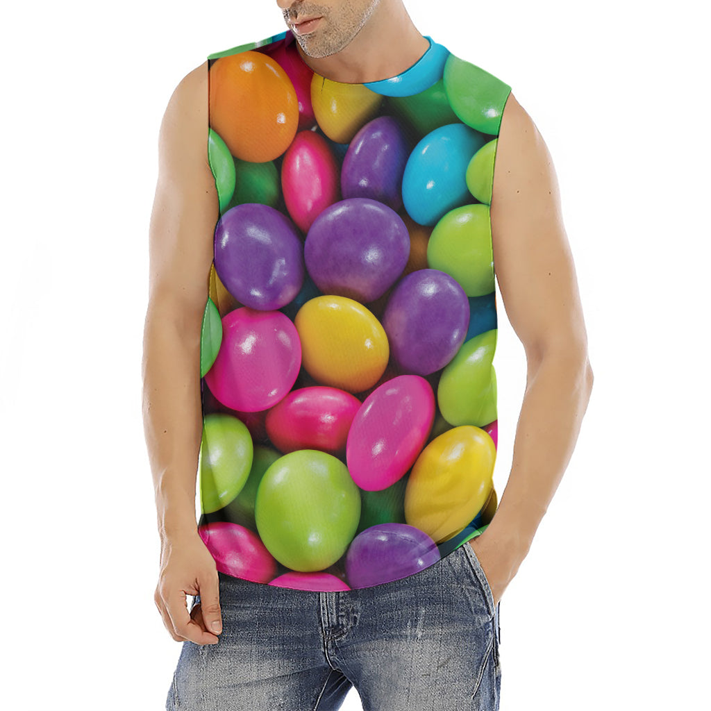 Colorful Chocolate Candy Print Men's Fitness Tank Top