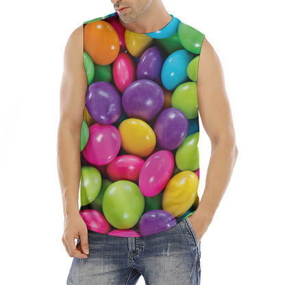 Colorful Chocolate Candy Print Men's Fitness Tank Top