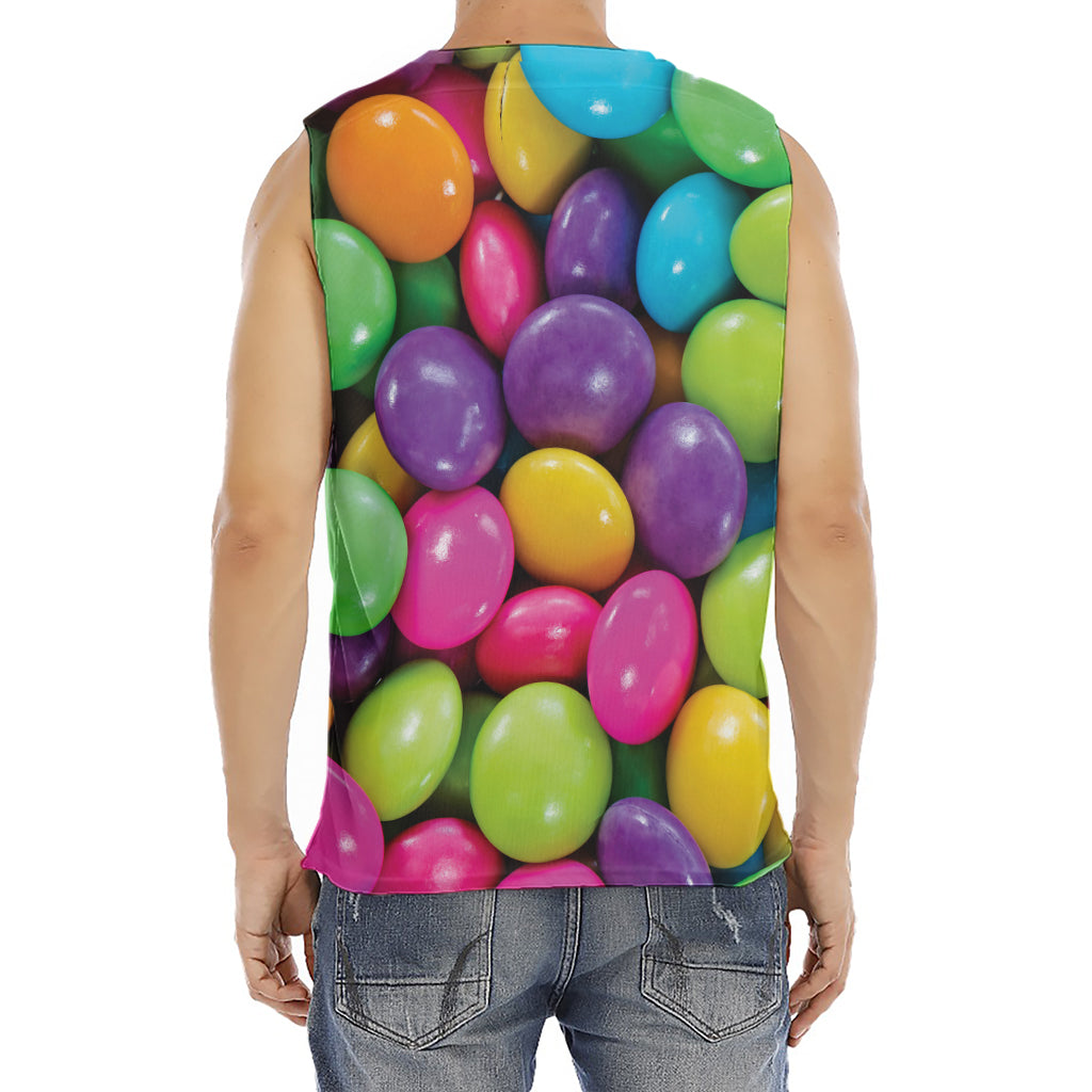 Colorful Chocolate Candy Print Men's Fitness Tank Top