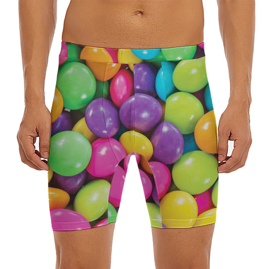 Colorful Chocolate Candy Print Men's Long Boxer Briefs