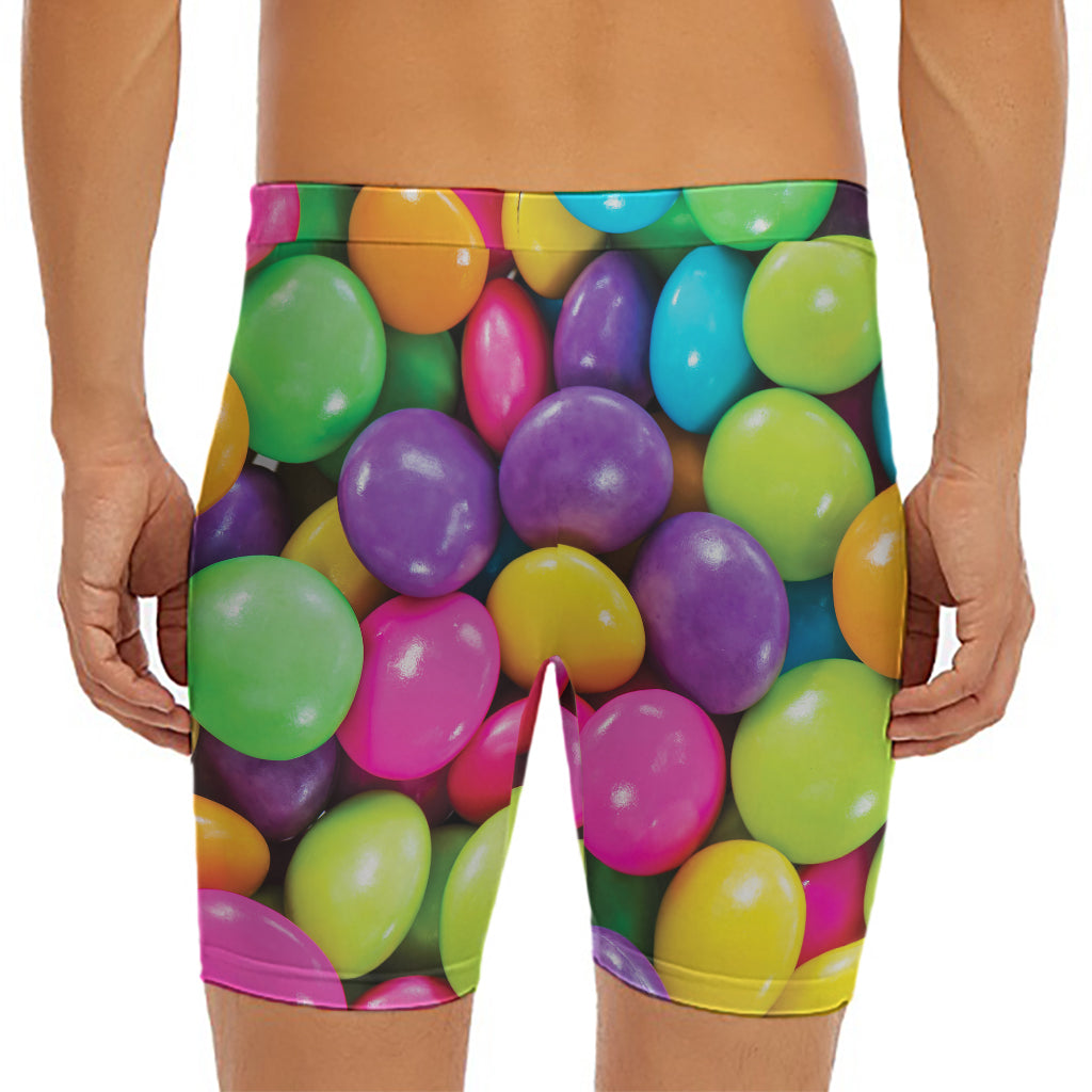 Colorful Chocolate Candy Print Men's Long Boxer Briefs