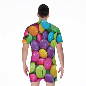 Colorful Chocolate Candy Print Men's Rompers