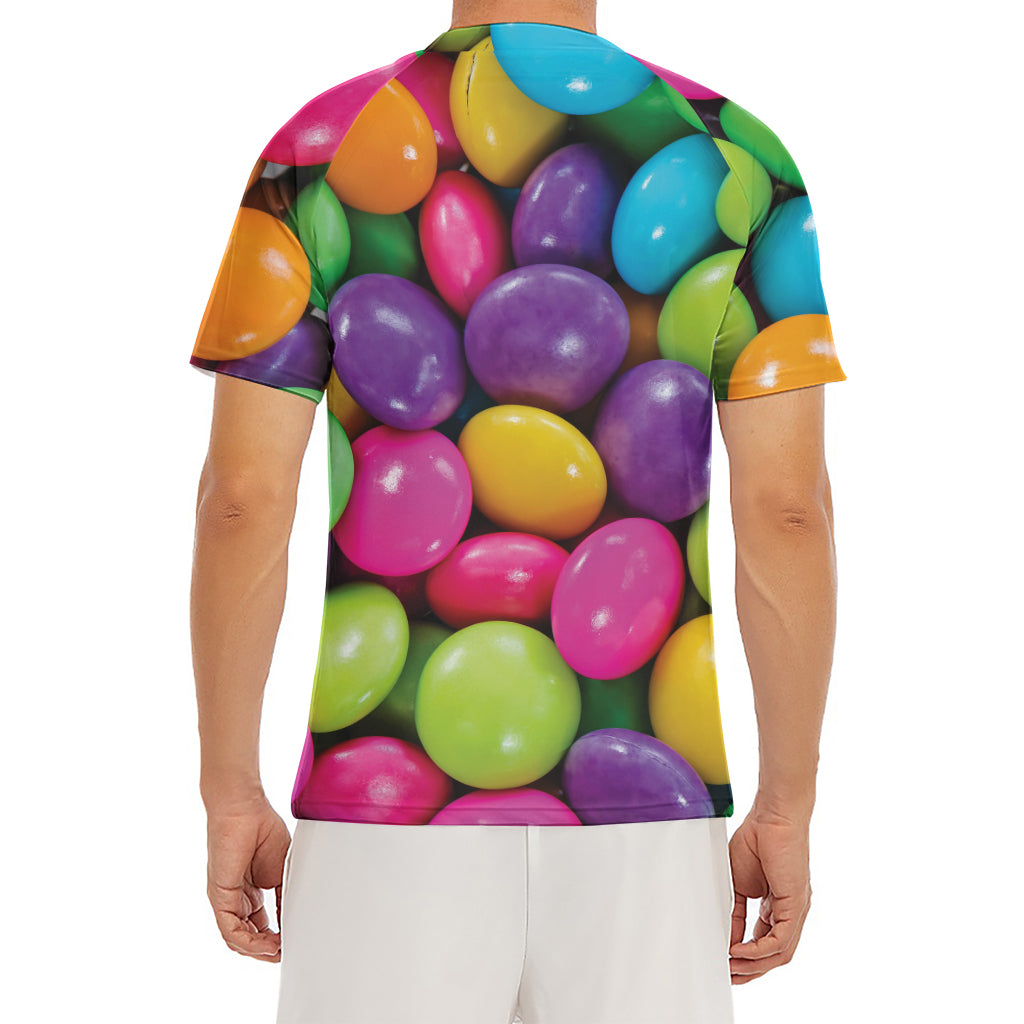 Colorful Chocolate Candy Print Men's Short Sleeve Rash Guard