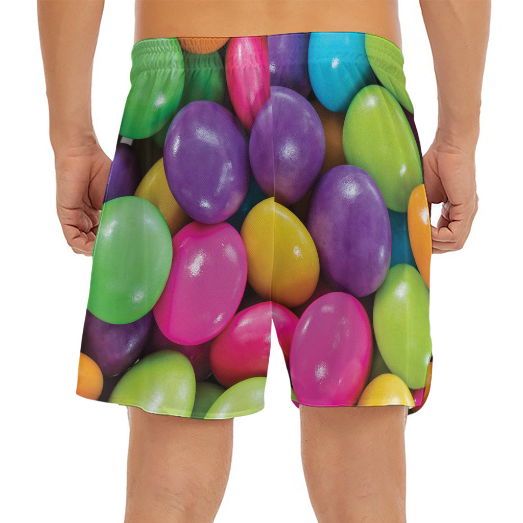 Colorful Chocolate Candy Print Men's Split Running Shorts