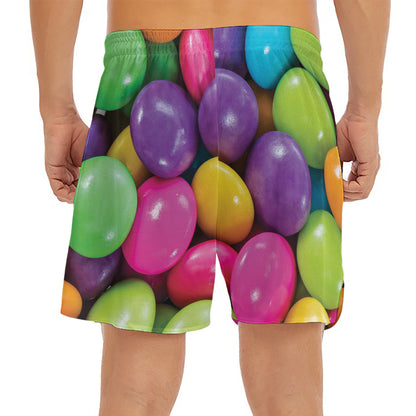 Colorful Chocolate Candy Print Men's Split Running Shorts