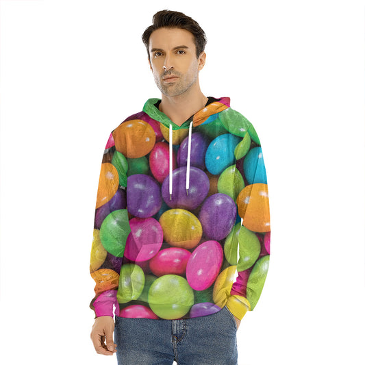 Colorful Chocolate Candy Print Men's Velvet Pullover Hoodie
