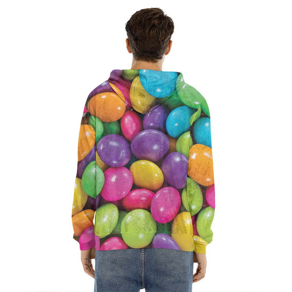 Colorful Chocolate Candy Print Men's Velvet Pullover Hoodie