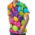 Colorful Chocolate Candy Print Men's Velvet T-Shirt