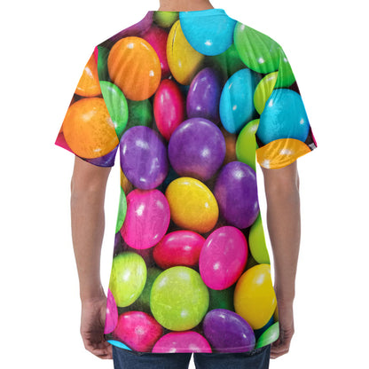 Colorful Chocolate Candy Print Men's Velvet T-Shirt