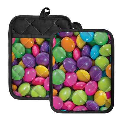 Colorful Chocolate Candy Print Pot Holders With Pocket