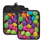 Colorful Chocolate Candy Print Pot Holders With Pocket