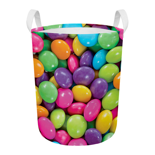 Colorful Chocolate Candy Print Round Laundry Basket