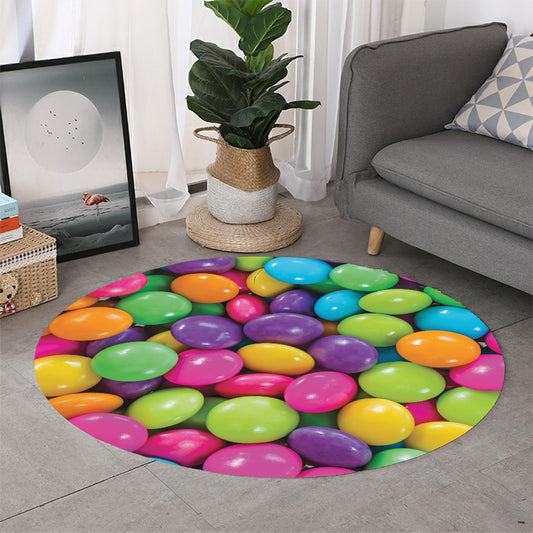Colorful Chocolate Candy Print Round Rug