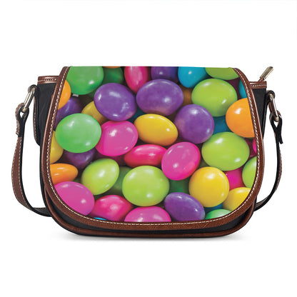 Colorful Chocolate Candy Print Saddle Bag