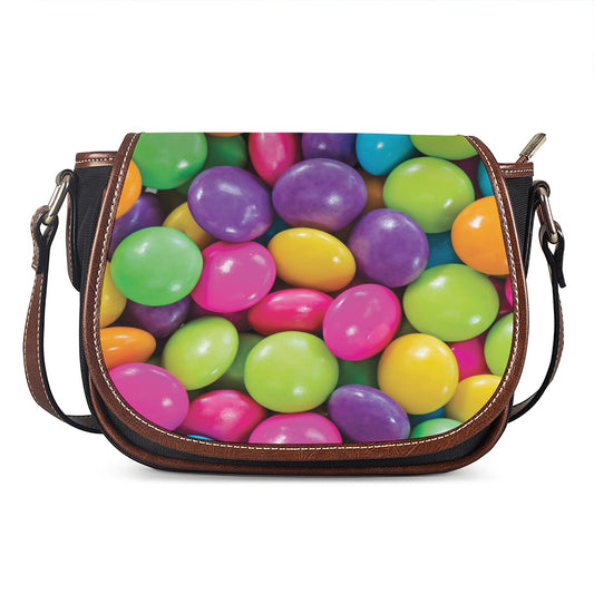 Colorful Chocolate Candy Print Saddle Bag