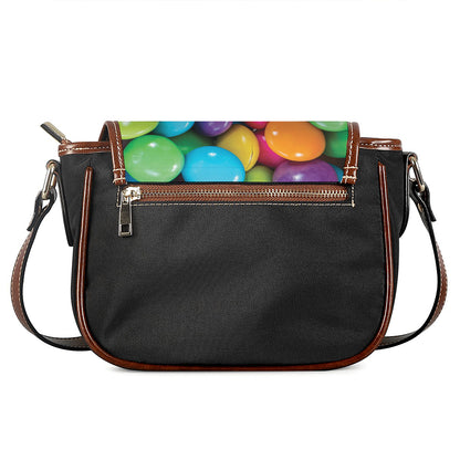 Colorful Chocolate Candy Print Saddle Bag