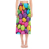 Colorful Chocolate Candy Print Side Slit Midi Skirt