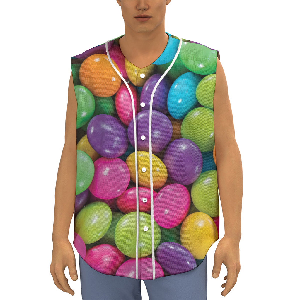 Colorful Chocolate Candy Print Sleeveless Baseball Jersey