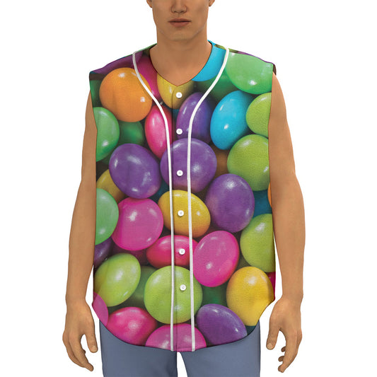 Colorful Chocolate Candy Print Sleeveless Baseball Jersey