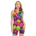 Colorful Chocolate Candy Print Sleeveless One Piece Swimsuit
