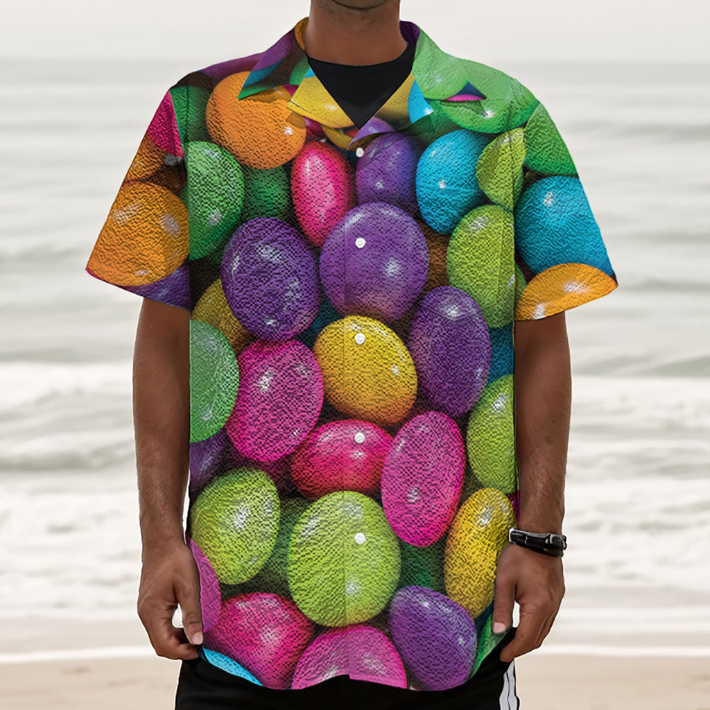 Colorful Chocolate Candy Print Textured Short Sleeve Shirt
