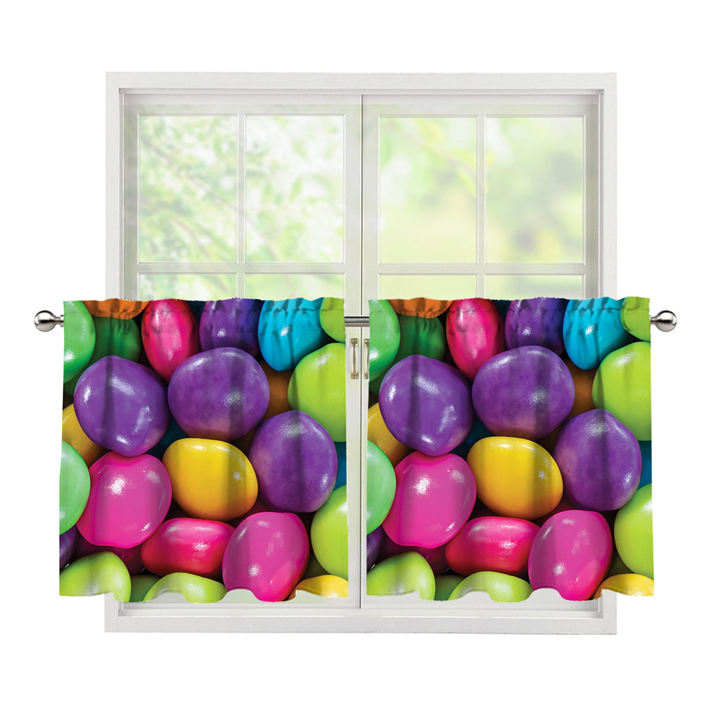 Colorful Chocolate Candy Print Tier Curtains