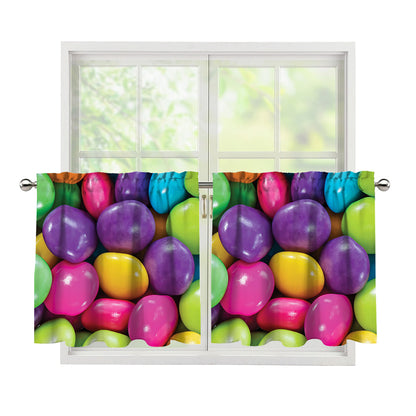Colorful Chocolate Candy Print Tier Curtains
