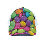 Colorful Chocolate Candy Print White Mesh Trucker Cap