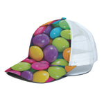 Colorful Chocolate Candy Print White Mesh Trucker Cap