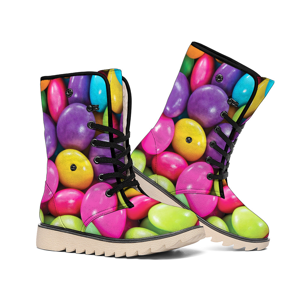 Colorful Chocolate Candy Print Winter Boots