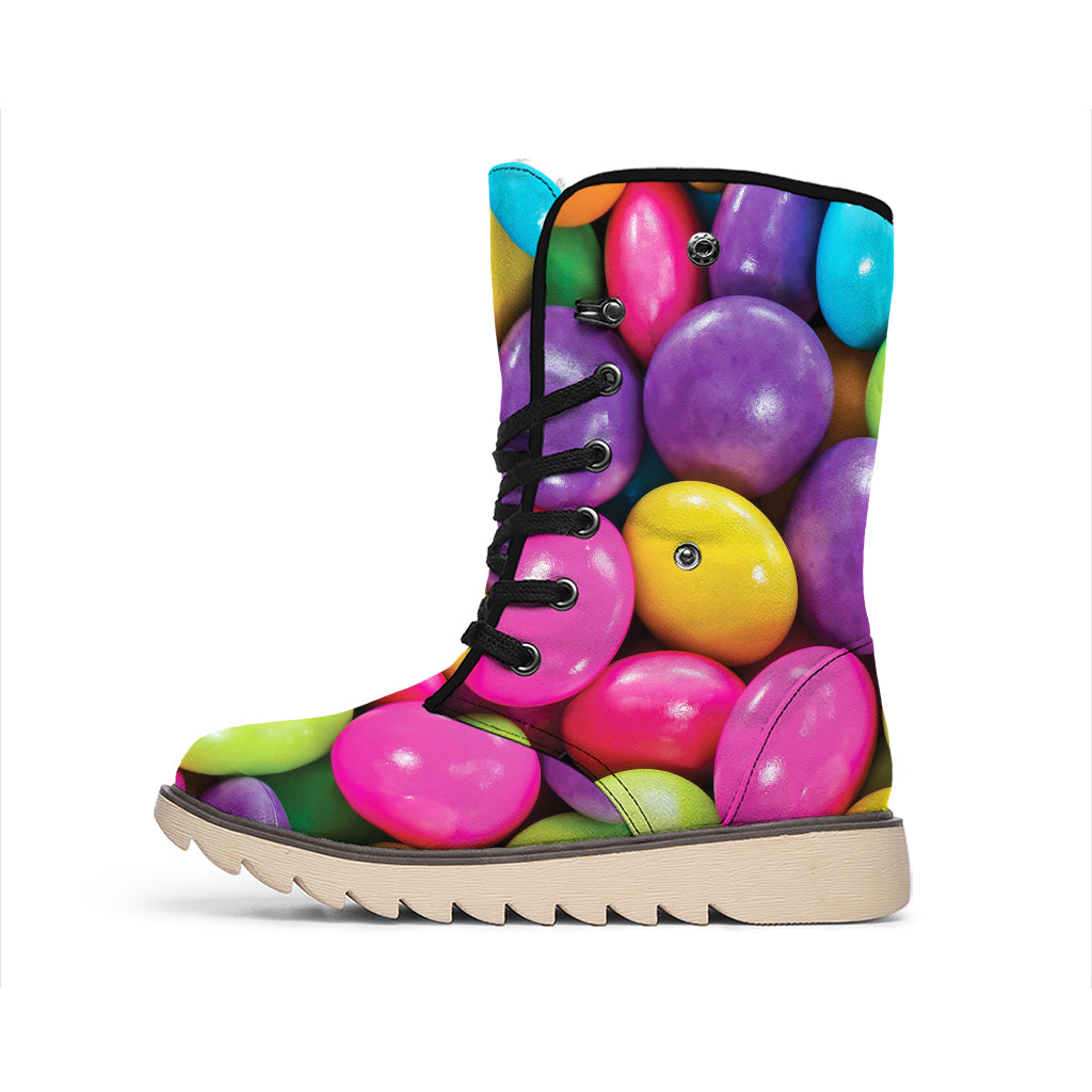 Colorful Chocolate Candy Print Winter Boots