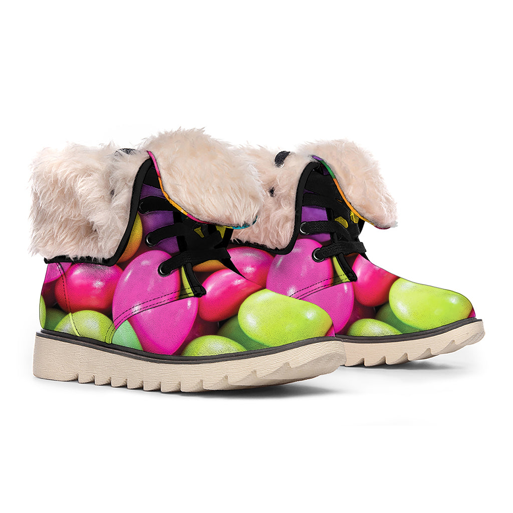 Colorful Chocolate Candy Print Winter Boots