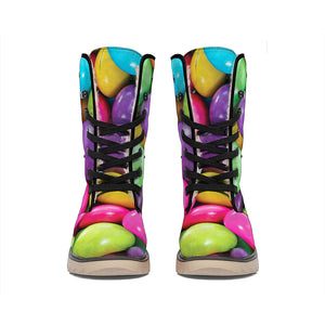 Colorful Chocolate Candy Print Winter Boots