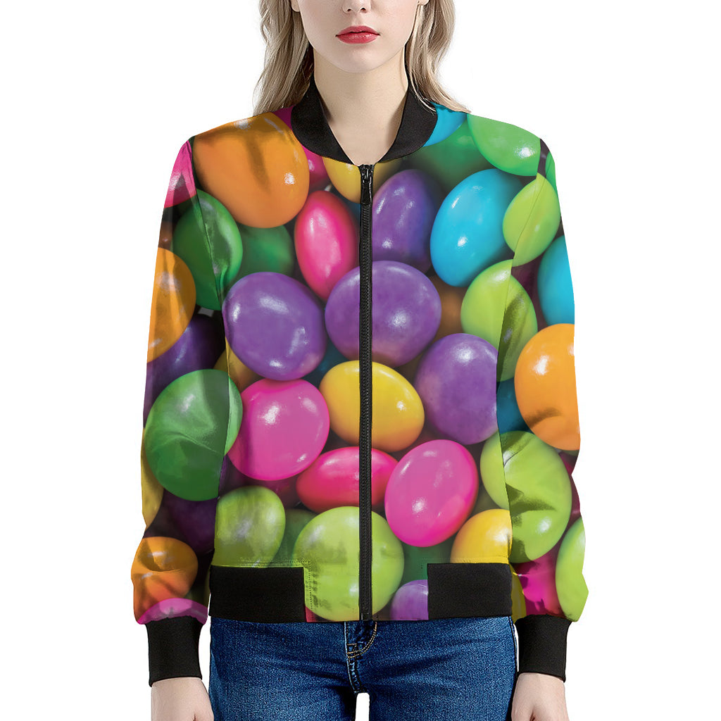 Colorful Chocolate Candy Print Women's Bomber Jacket