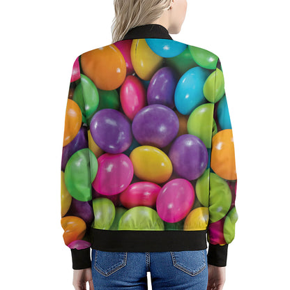 Colorful Chocolate Candy Print Women's Bomber Jacket
