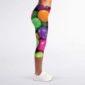 Colorful Chocolate Candy Print Women's Capri Leggings