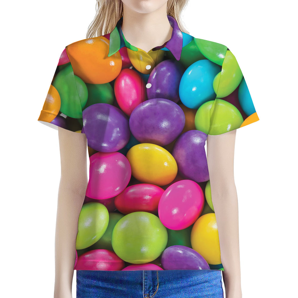 Colorful Chocolate Candy Print Women's Polo Shirt