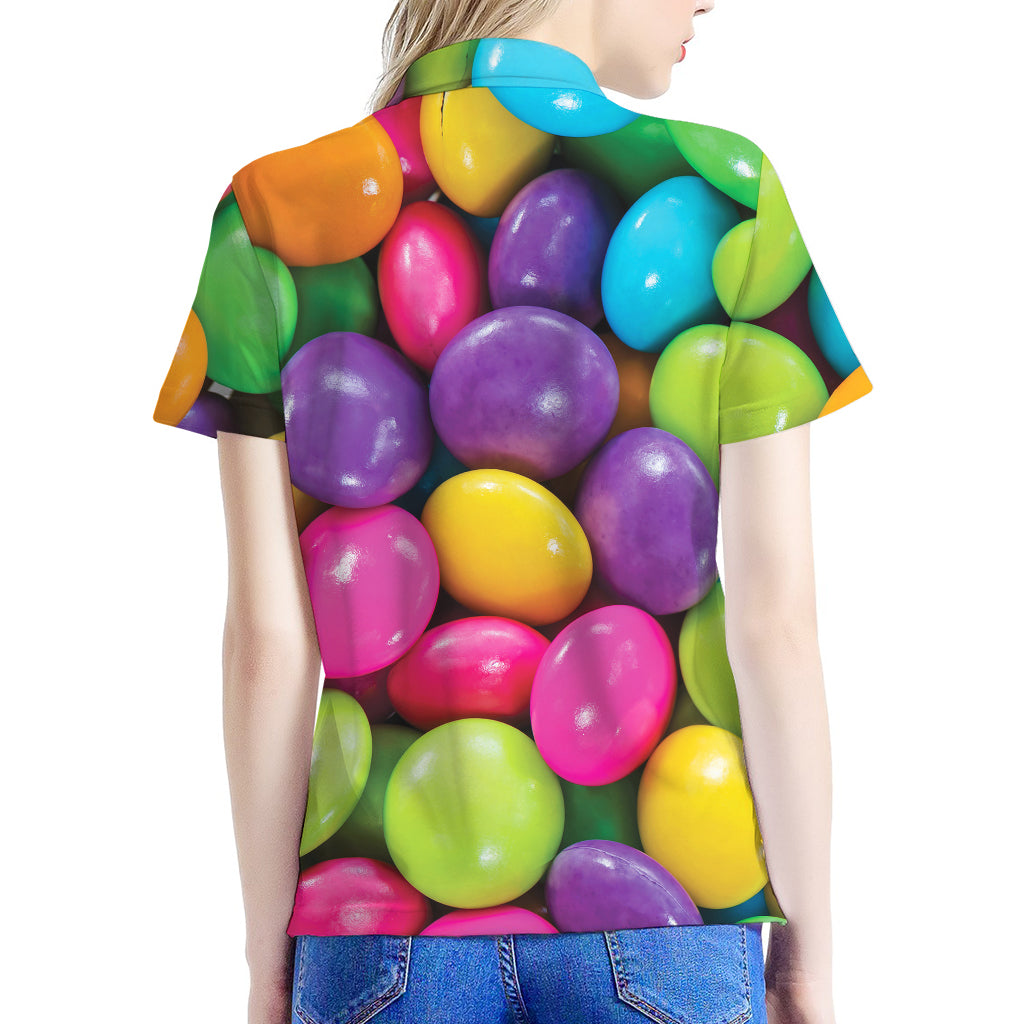 Colorful Chocolate Candy Print Women's Polo Shirt