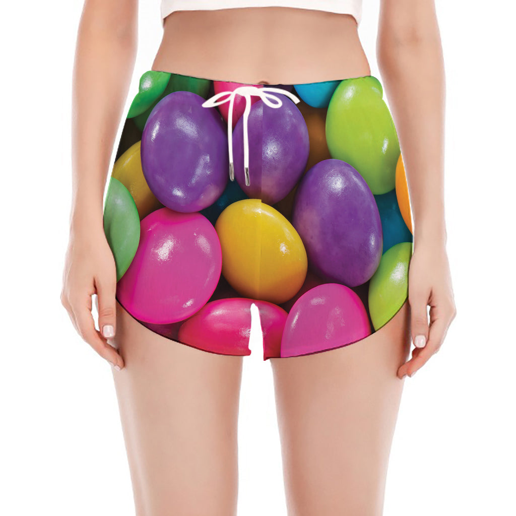 Colorful Chocolate Candy Print Women's Split Running Shorts