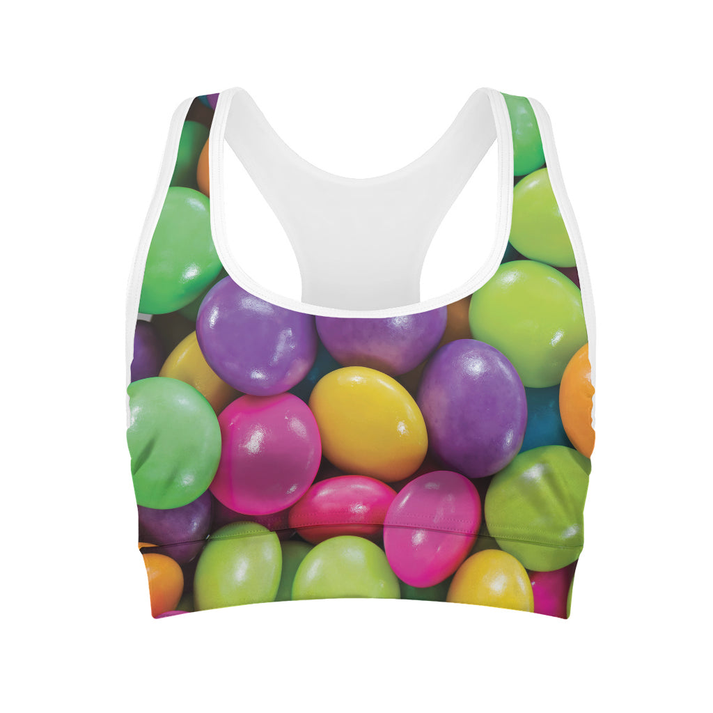 Colorful Chocolate Candy Print Women's Sports Bra