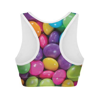 Colorful Chocolate Candy Print Women's Sports Bra