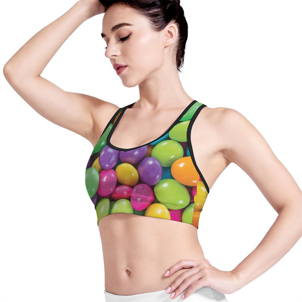 Colorful Chocolate Candy Print Women's Sports Bra