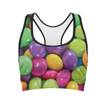 Colorful Chocolate Candy Print Women's Sports Bra