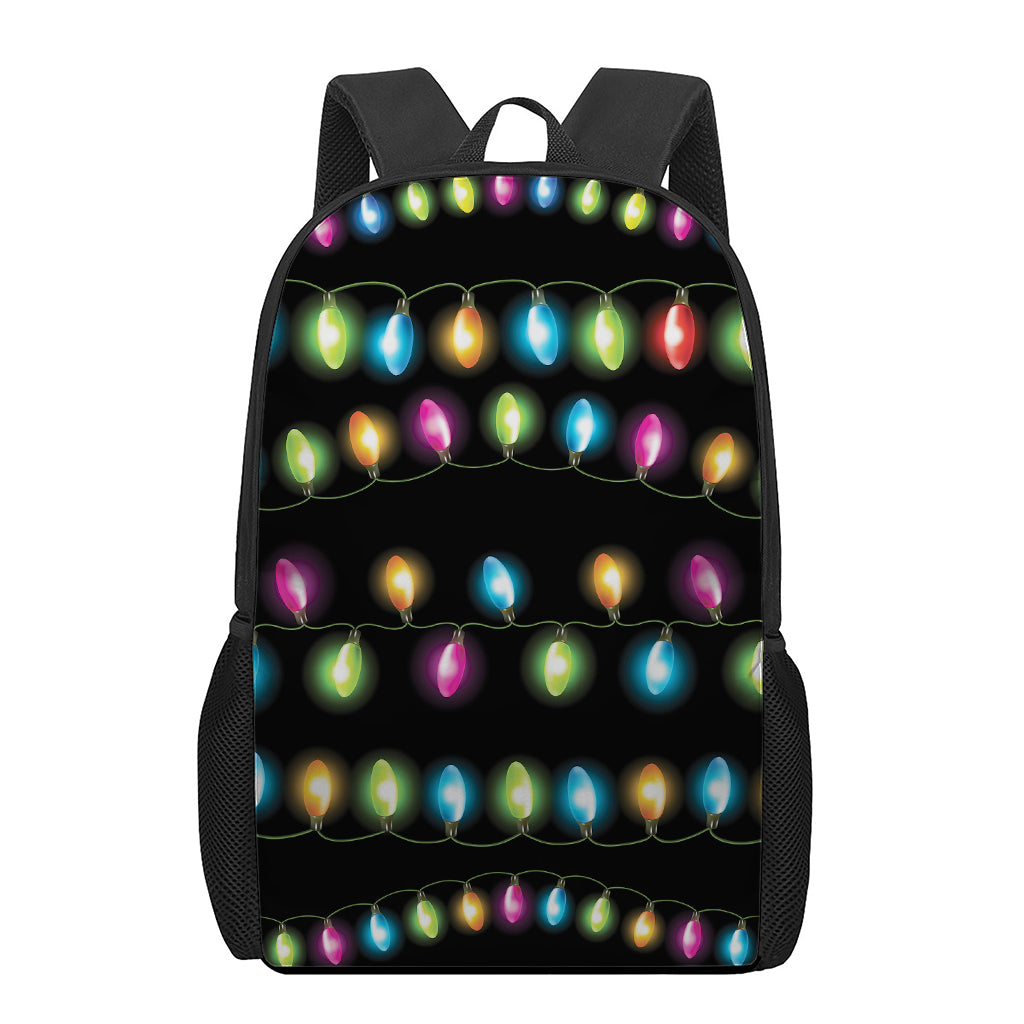 Colorful Christmas Lights Print 17 Inch Backpack