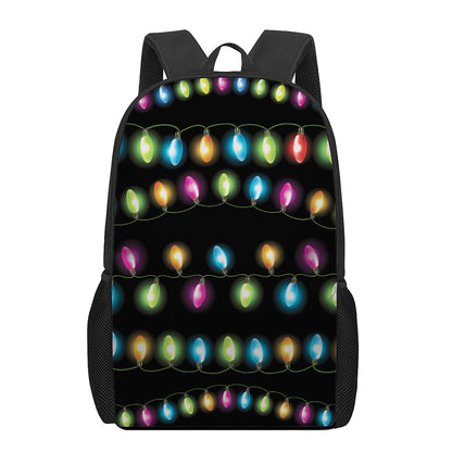 Colorful Christmas Lights Print 17 Inch Backpack
