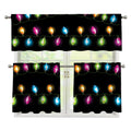 Colorful Christmas Lights Print 3 Piece Kitchen Curtains
