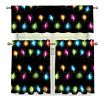 Colorful Christmas Lights Print 3 Piece Kitchen Curtains