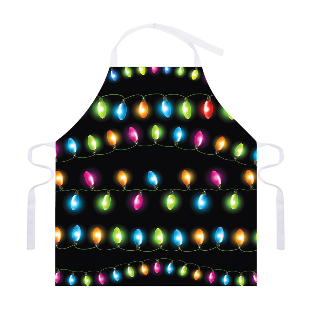 Colorful Christmas Lights Print Adjustable Apron