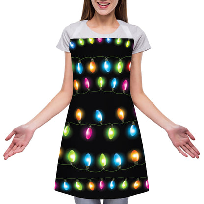 Colorful Christmas Lights Print Adjustable Apron